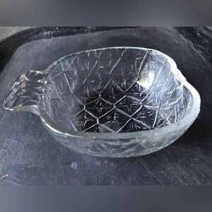 Vintage KIG Indonesia Pineapple Pattern Glass Nut Bowl Dish 4.5”